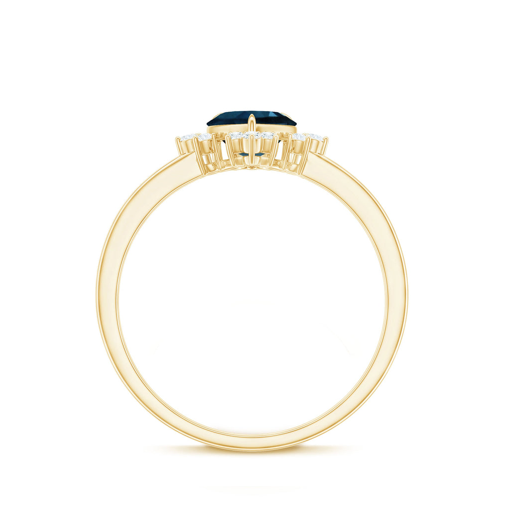 2 Carat Heart London Blue Topaz Engagement Ring with Diamond