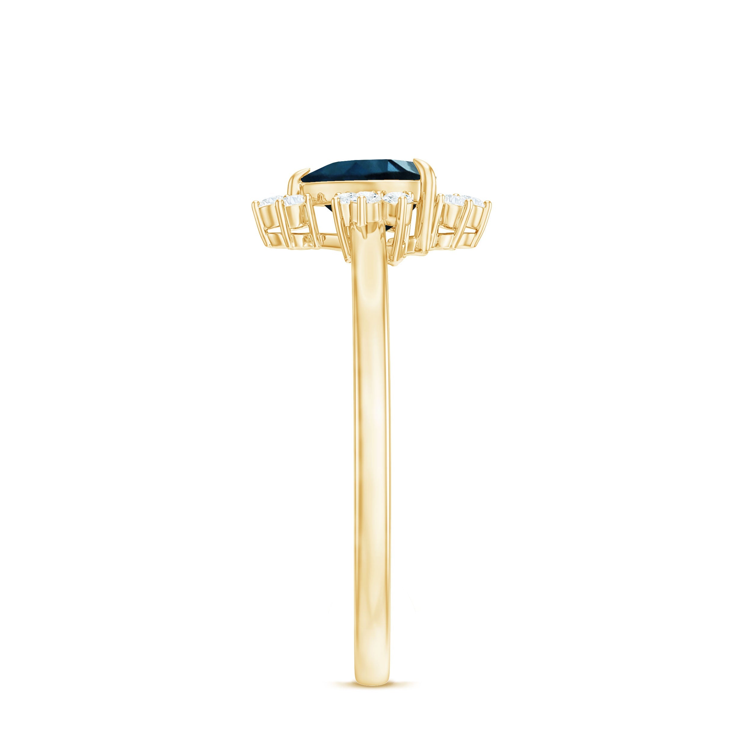 2 Carat Heart London Blue Topaz Engagement Ring with Diamond