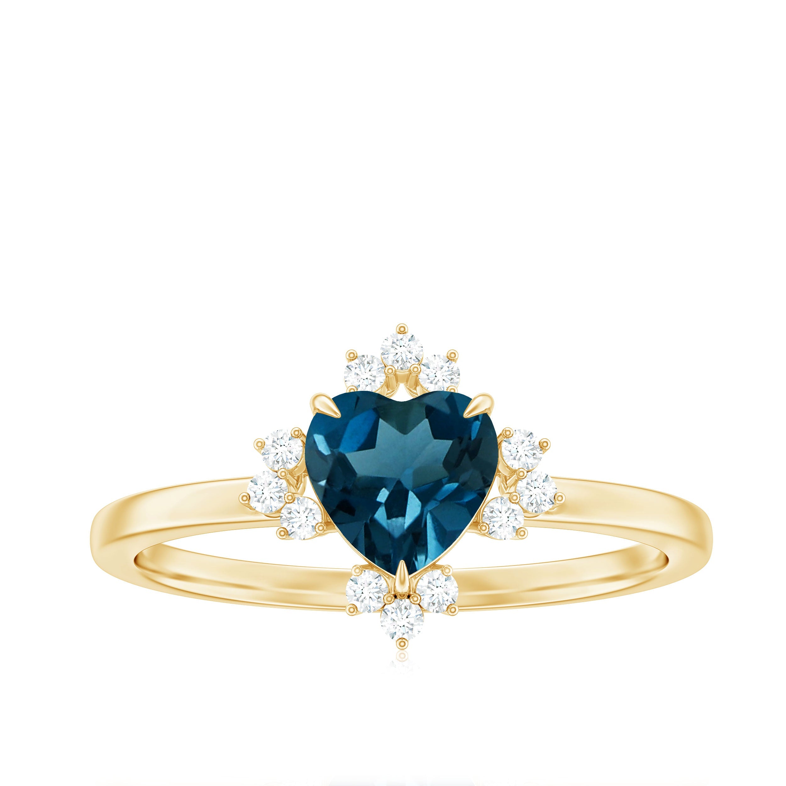 2 Carat Heart London Blue Topaz Engagement Ring with Diamond
