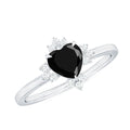 Certified 2.4 Carat Lab Grown Black Diamond Heart Engagement Ring with White Diamond