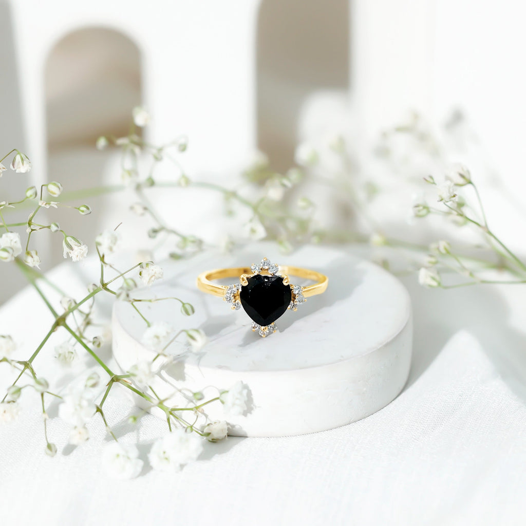 Certified 2.4 Carat Lab Grown Black Diamond Heart Engagement Ring with White Diamond
