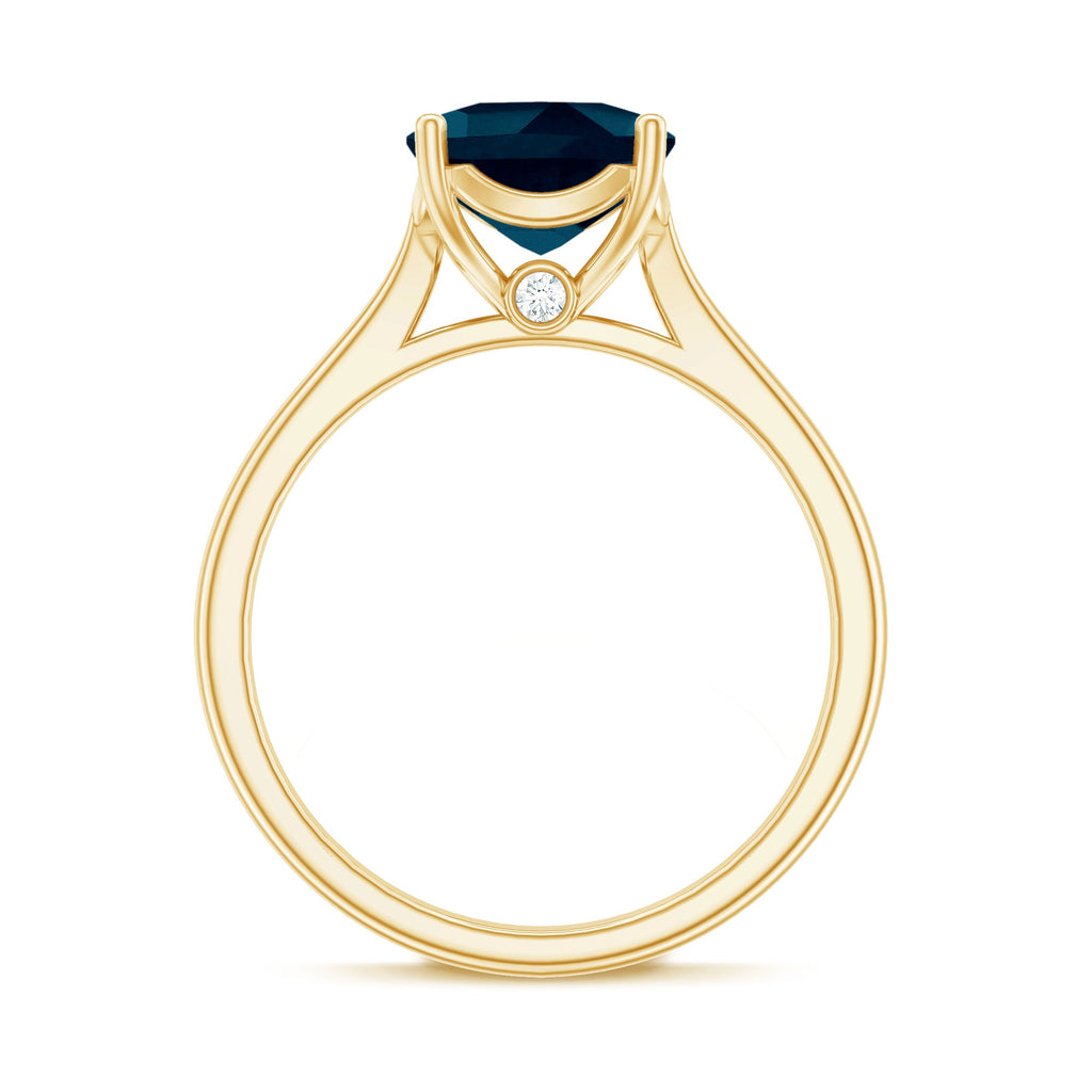 Solitaire Cushion Cut London Blue Topaz Cathedral Engagement Ring