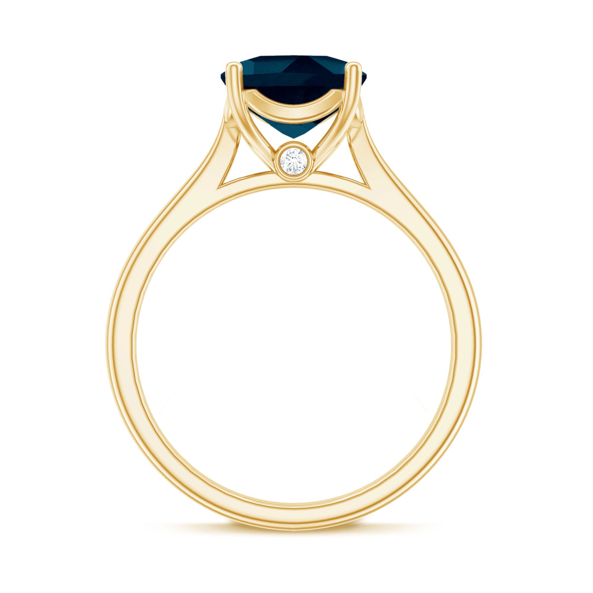 Solitaire Cushion Cut London Blue Topaz Cathedral Engagement Ring