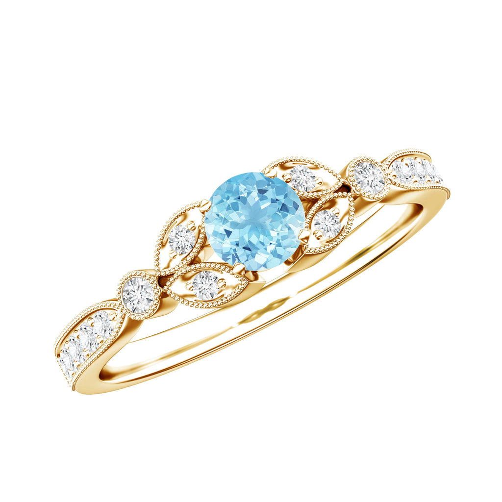 Natural Aquamarine Diamond Engagement Ring With Certificate