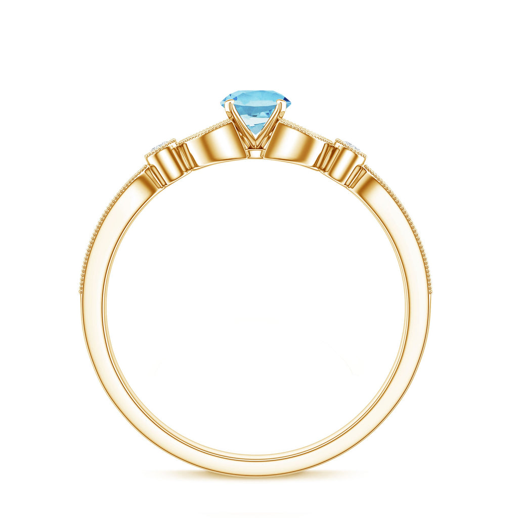 Natural Aquamarine Diamond Engagement Ring With Certificate
