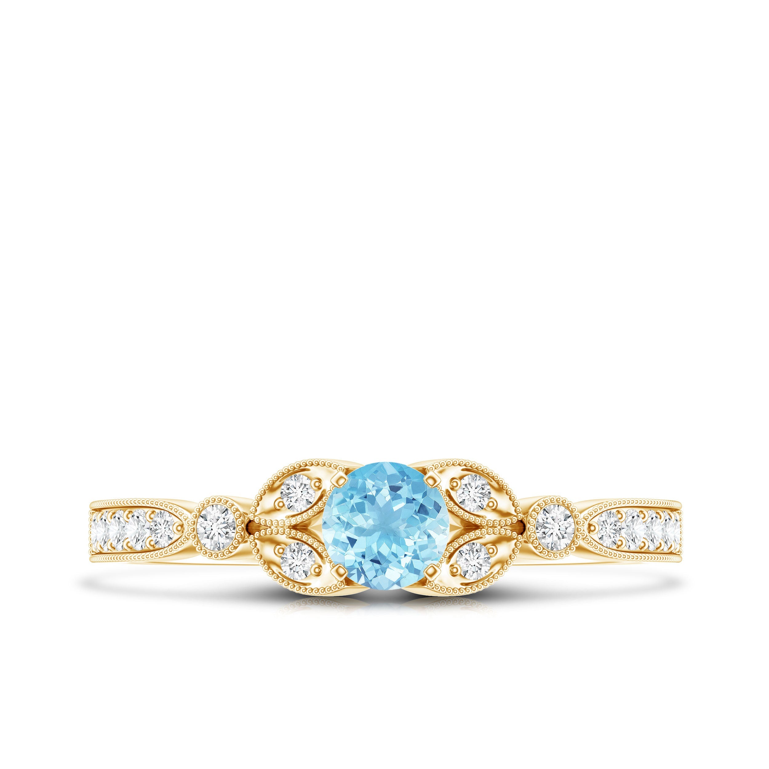 Natural Aquamarine Diamond Engagement Ring With Certificate