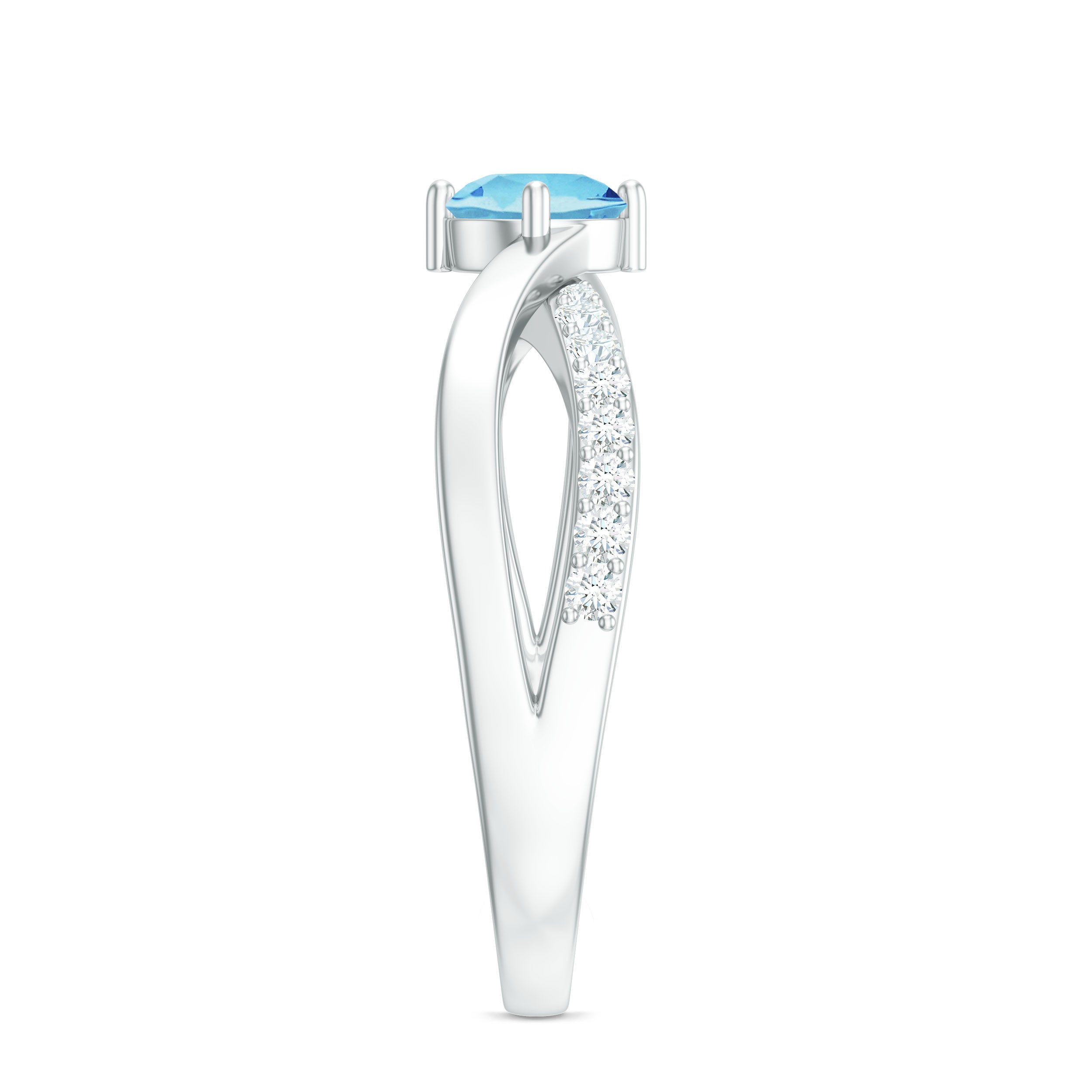 Genuine Aquamarine Engagement Ring with Diamond Infinity Shank