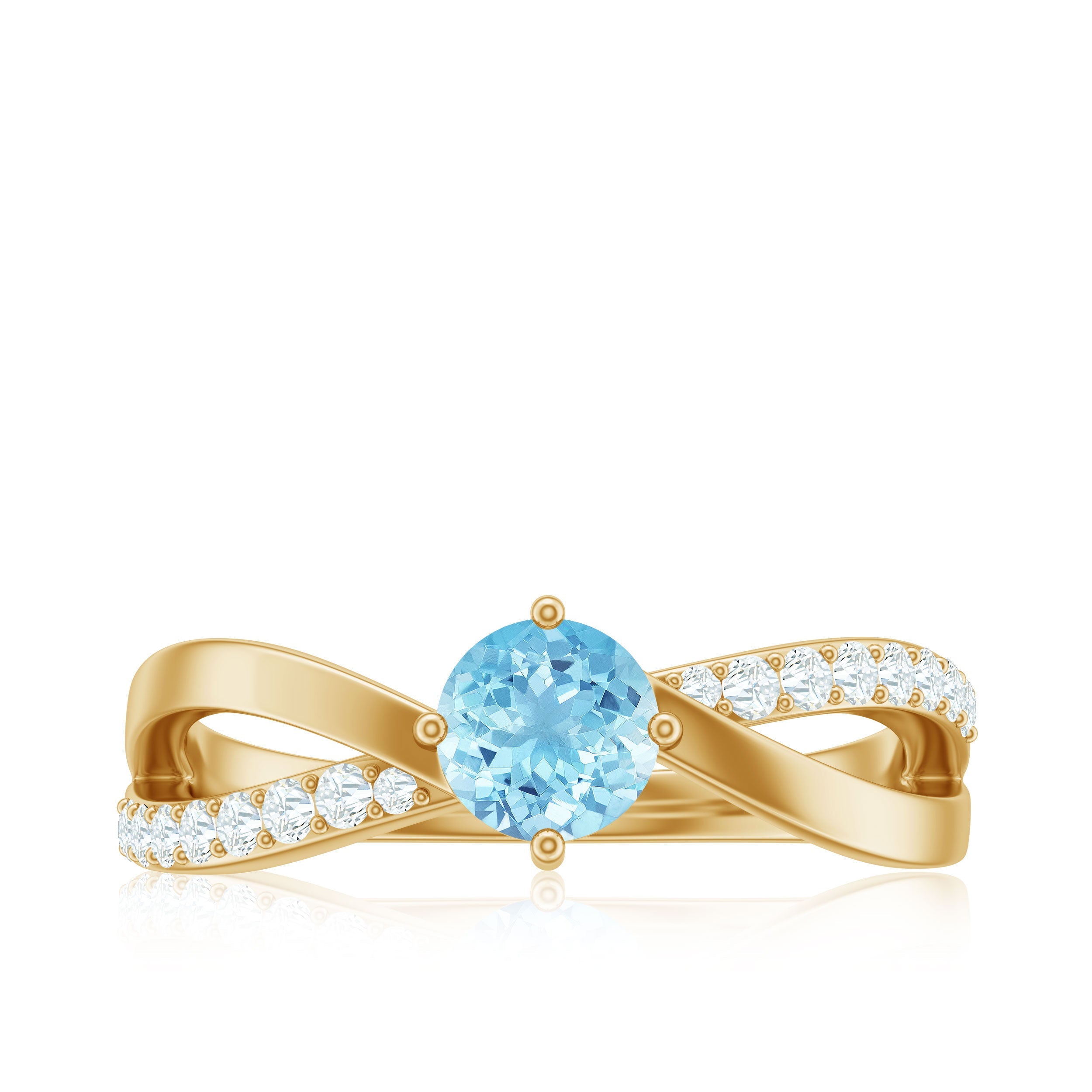Genuine Aquamarine Engagement Ring with Diamond Infinity Shank