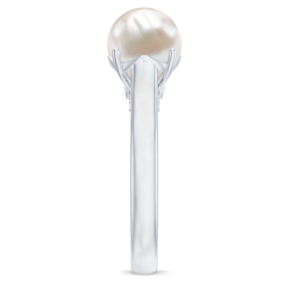 Freshwater Pearl Solitaire with Diamond Ring