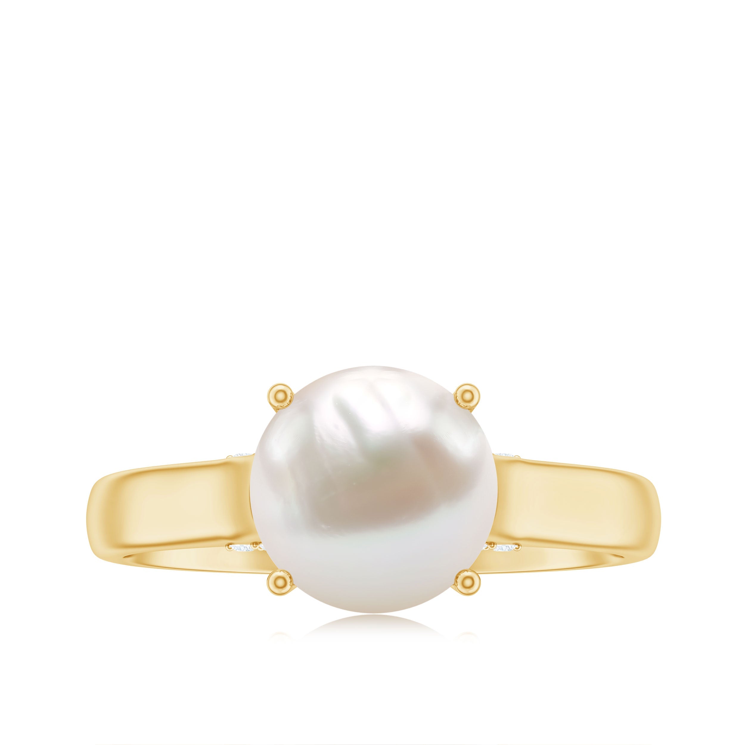 Freshwater Pearl Solitaire with Diamond Ring