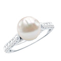 Cultured 7.4 Carat Freshwater Pearl Engagement Ring with Diamond