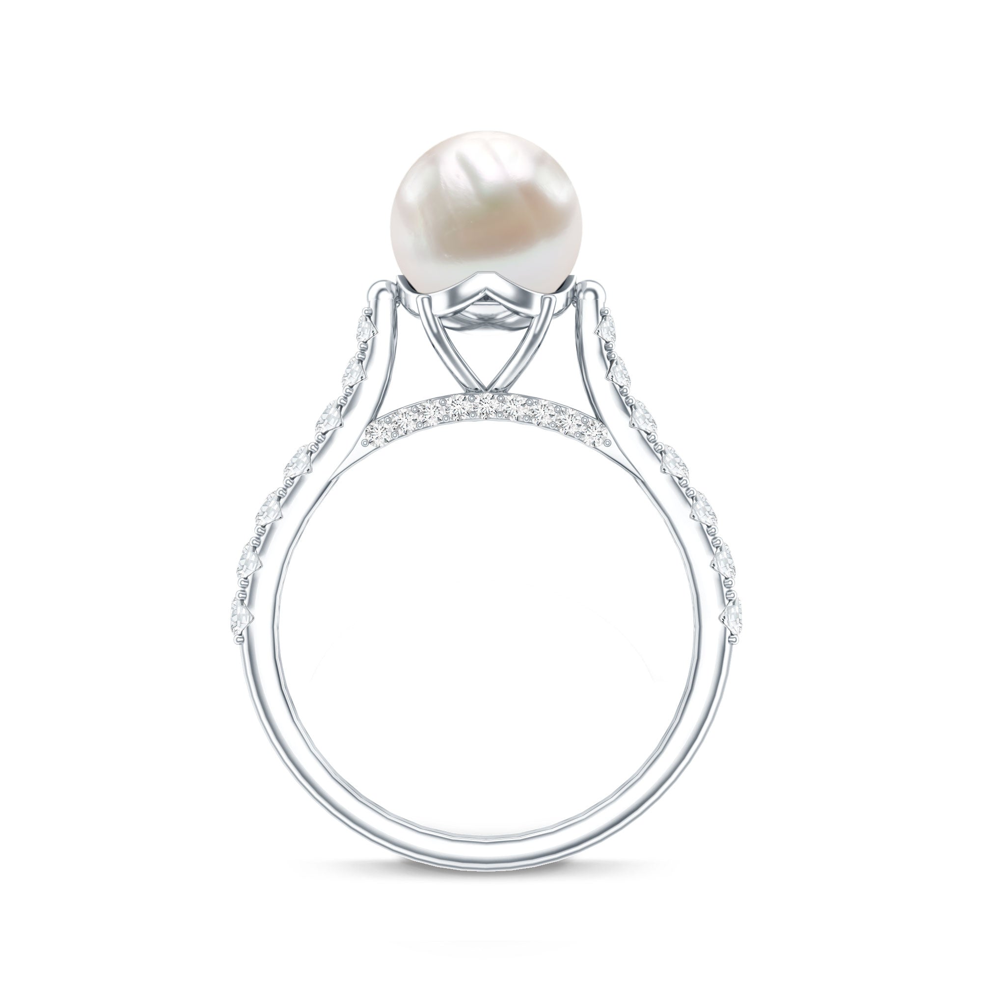 Cultured 7.4 Carat Freshwater Pearl Engagement Ring with Diamond
