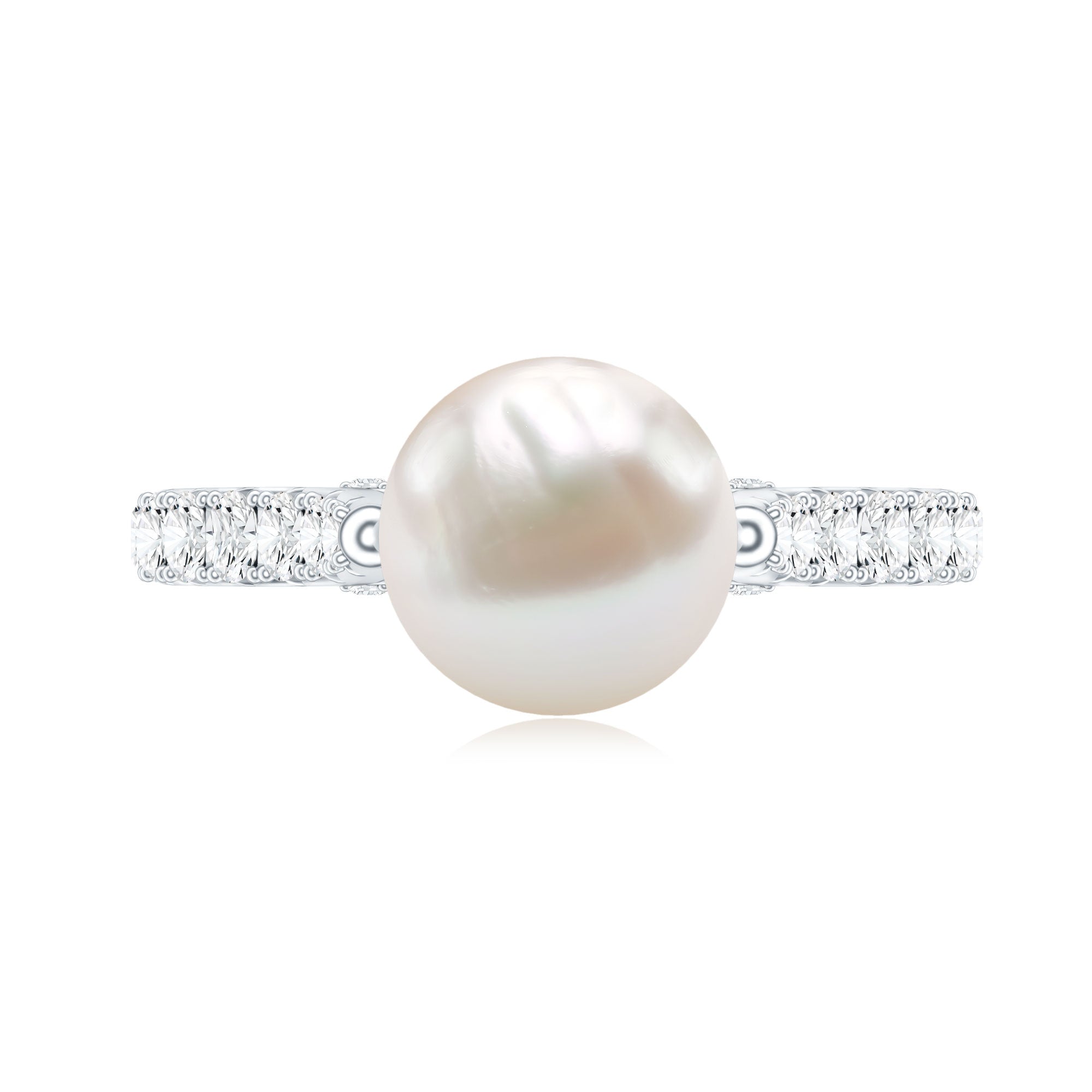 Cultured 7.4 Carat Freshwater Pearl Engagement Ring with Diamond