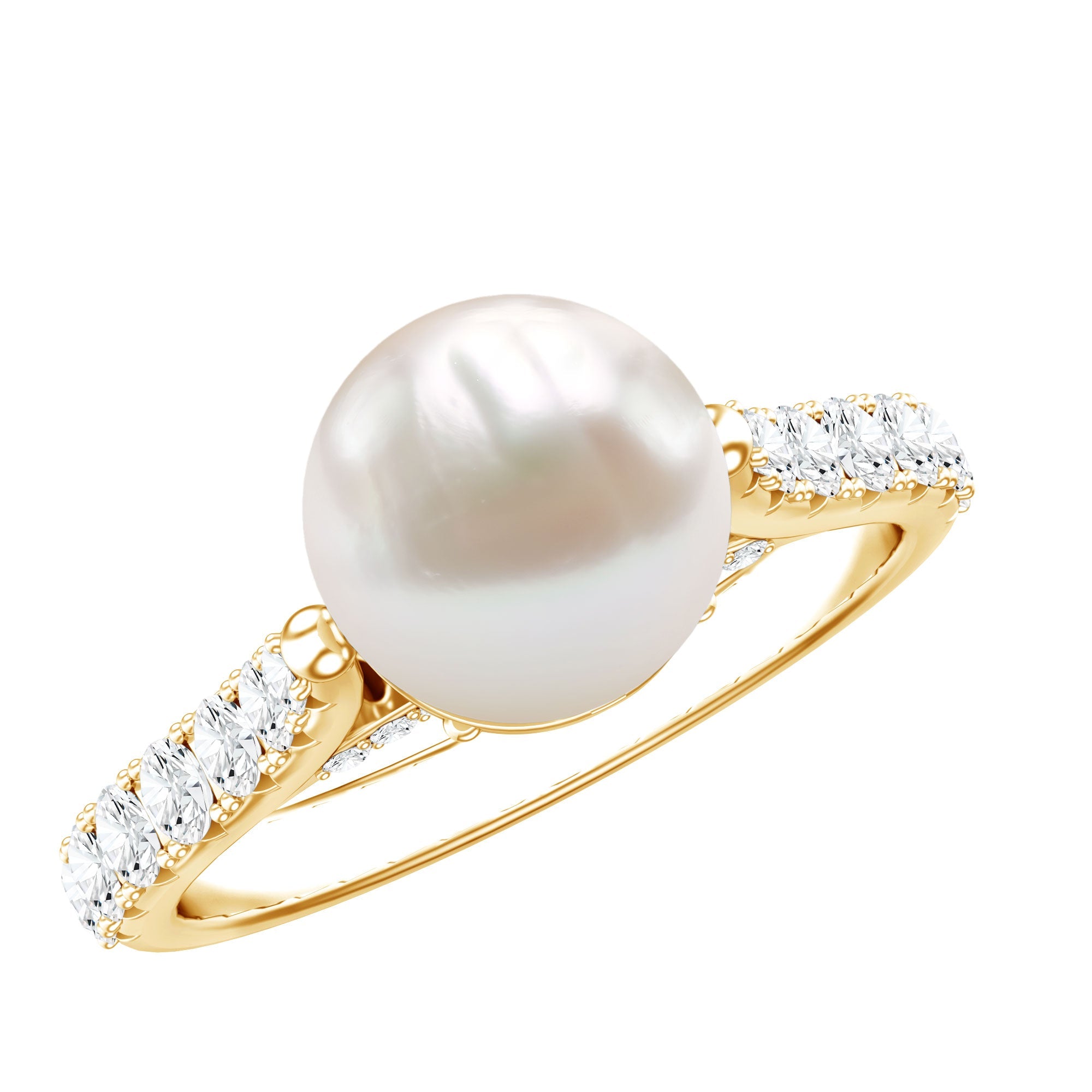 Cultured 7.4 Carat Freshwater Pearl Engagement Ring with Diamond