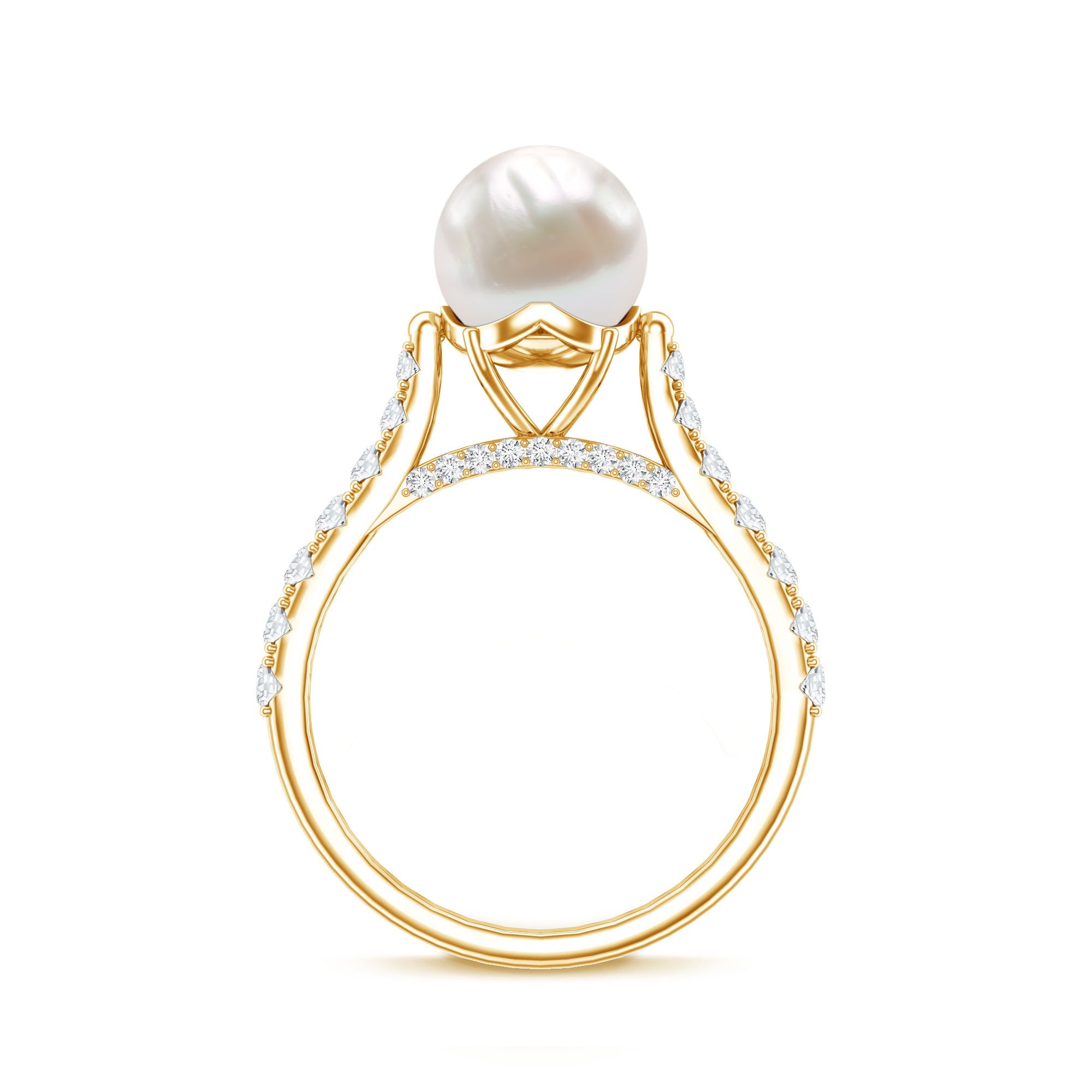Cultured 7.4 Carat Freshwater Pearl Engagement Ring with Diamond
