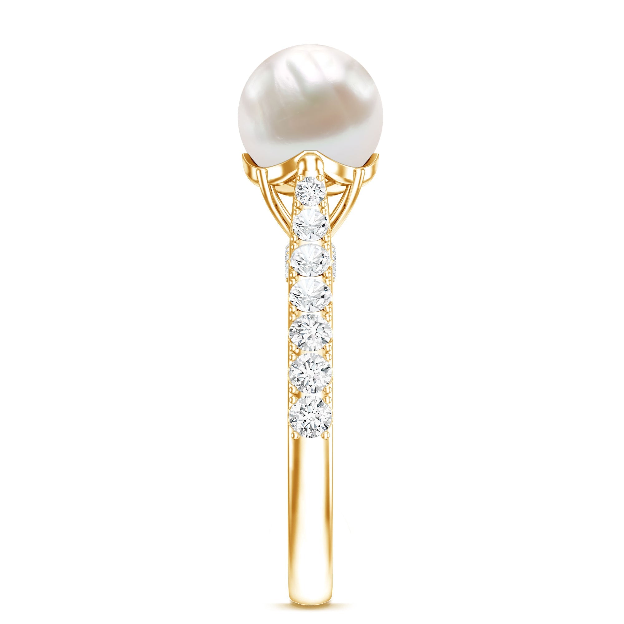 Cultured 7.4 Carat Freshwater Pearl Engagement Ring with Diamond