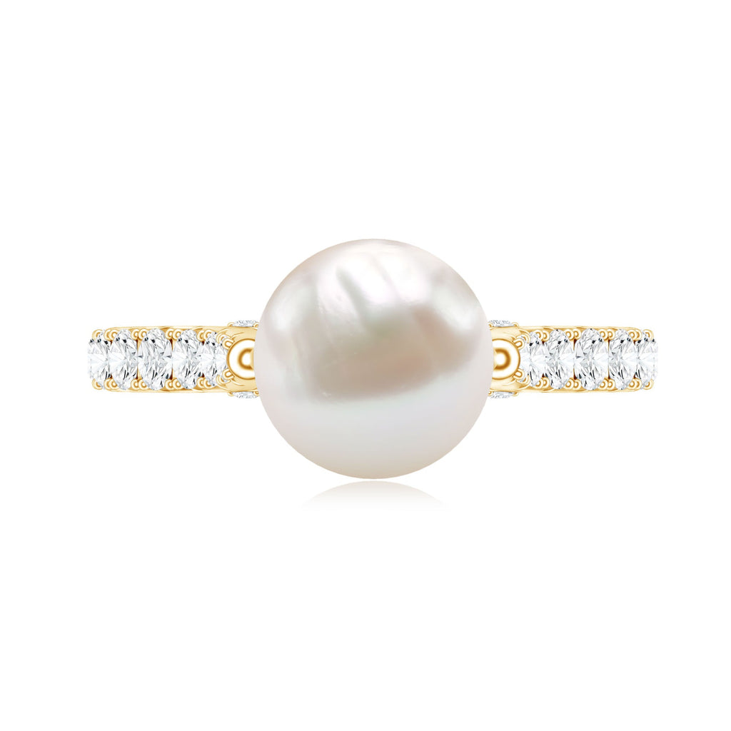 Cultured 7.4 Carat Freshwater Pearl Engagement Ring with Diamond