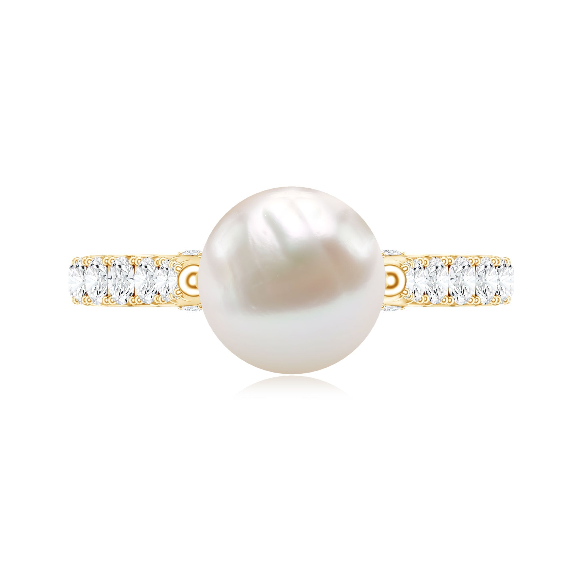 Cultured 7.4 Carat Freshwater Pearl Engagement Ring with Diamond