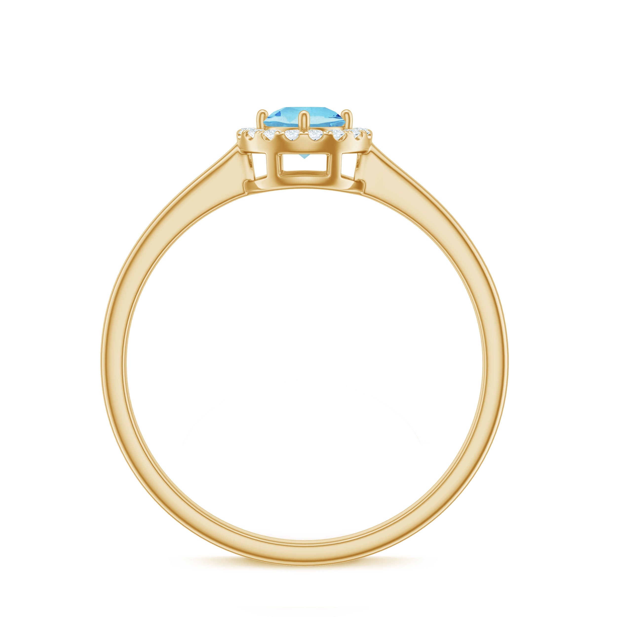 Genuine Aquamarine Promise Ring with Diamond Halo
