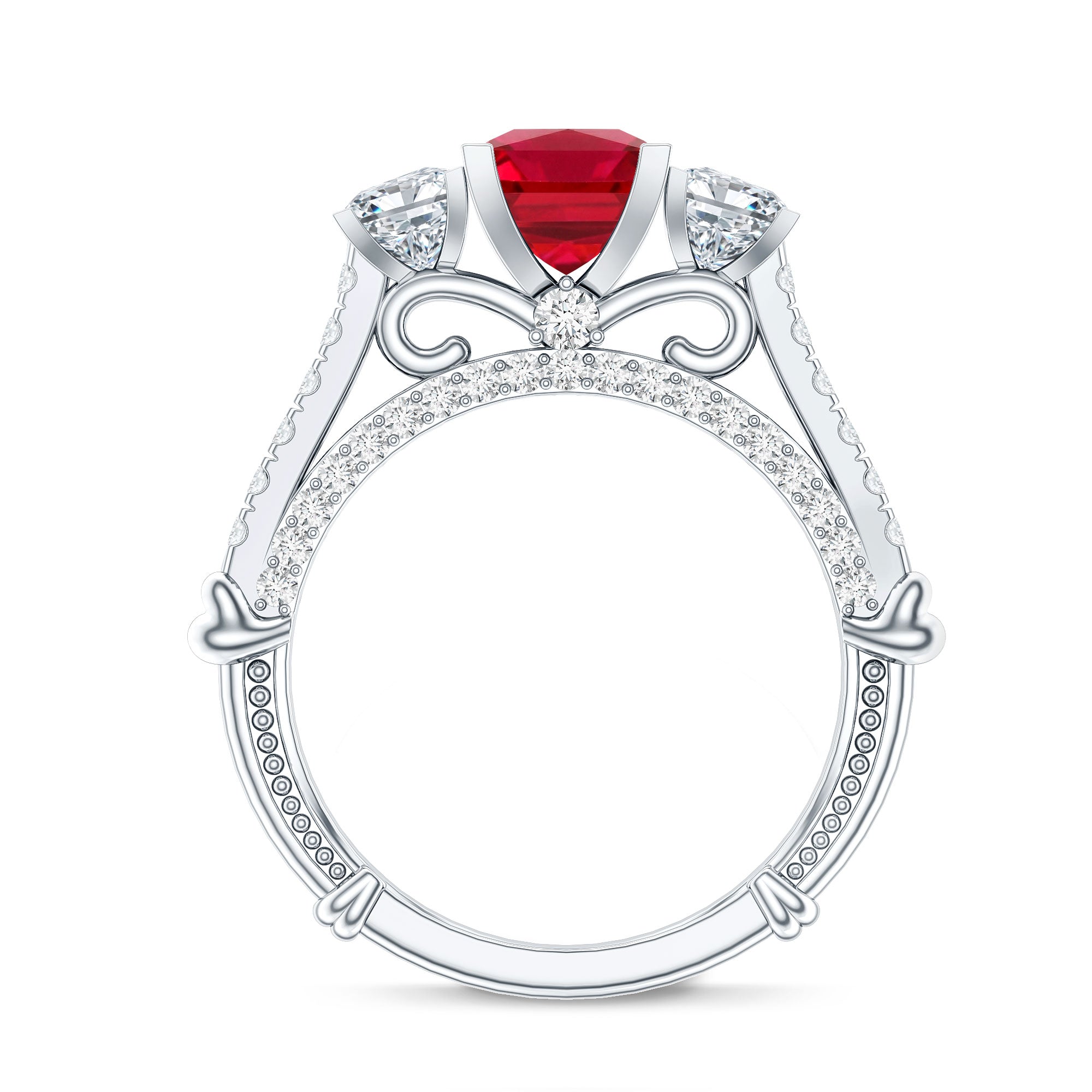 Lab Grown Ruby Vintage Looking Engagement Ring With Certificate