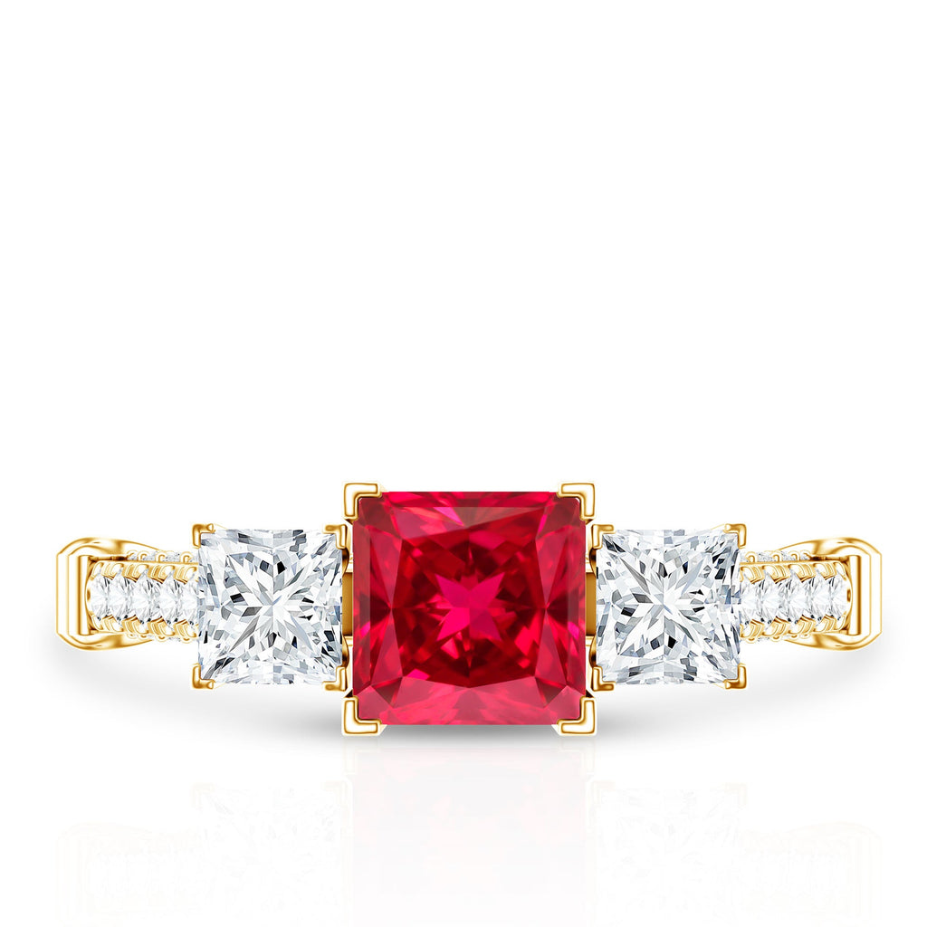 Lab Grown Ruby Vintage Looking Engagement Ring With Certificate