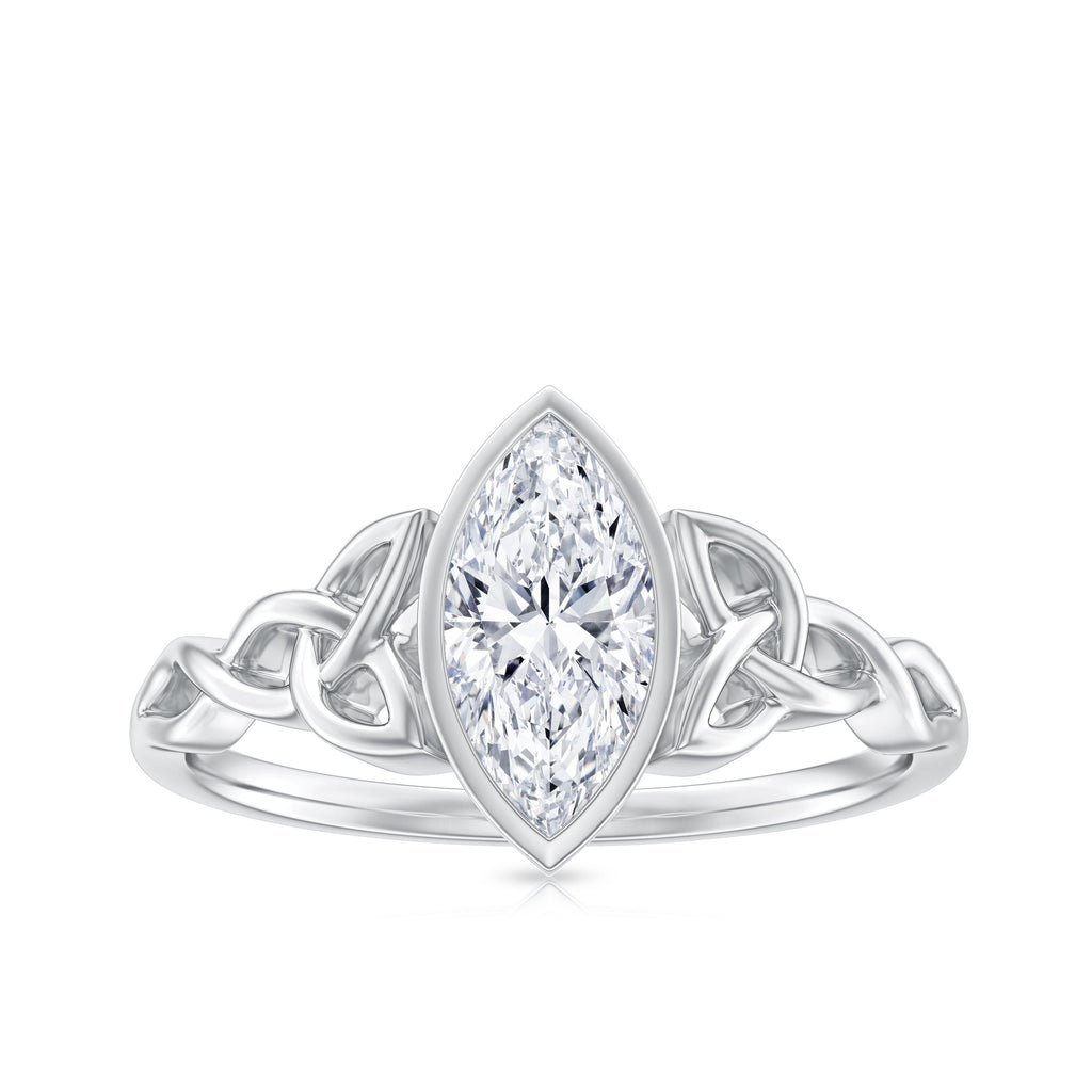 Moissanite 1 Carat Marquise Cut Engagement Ring in Bezel Setting