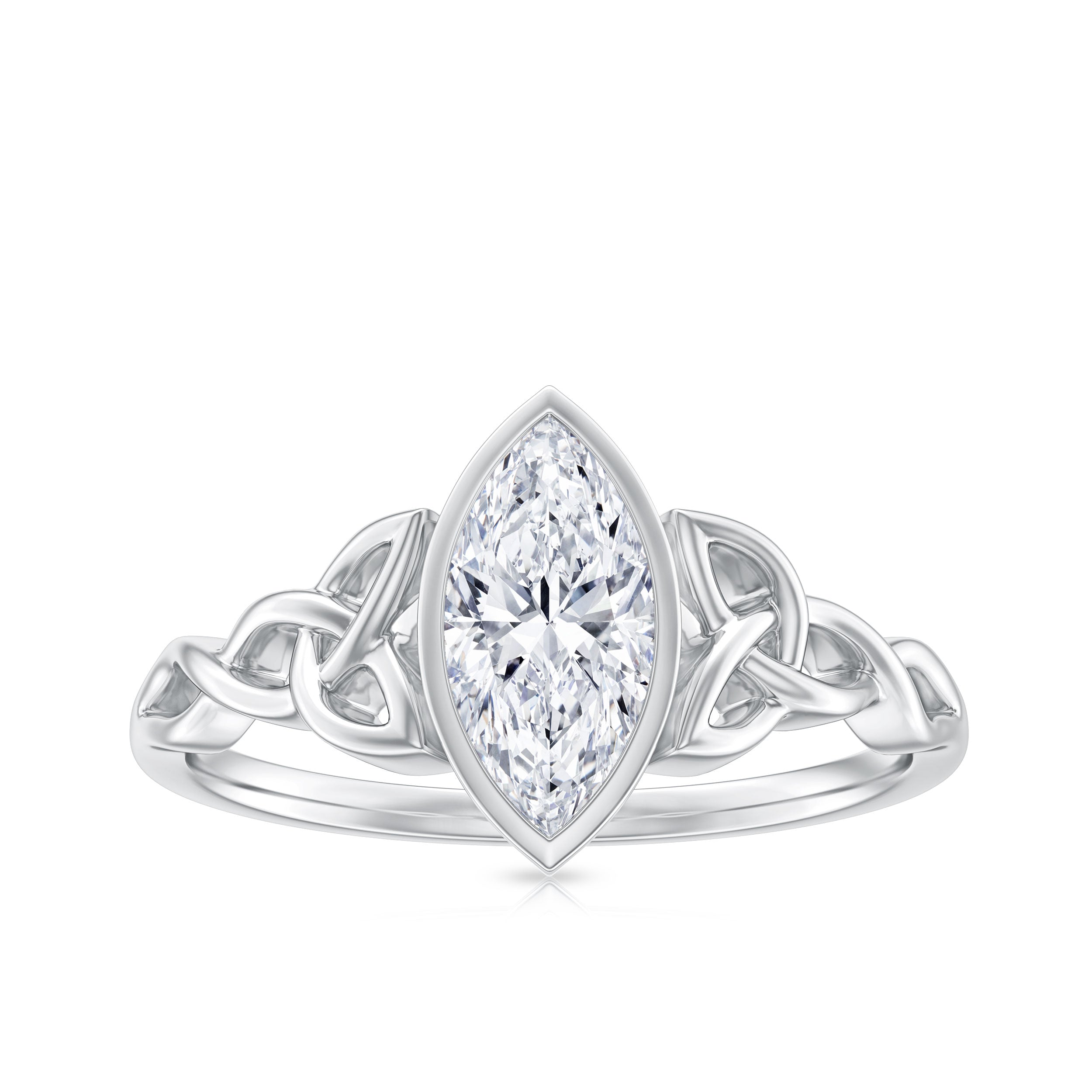 Moissanite 1 Carat Marquise Cut Engagement Ring in Bezel Setting