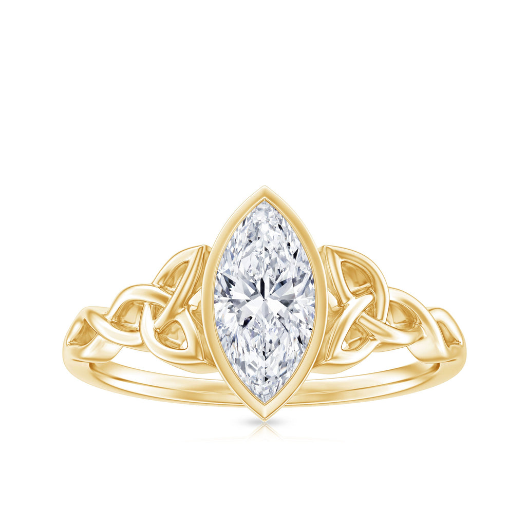 Moissanite 1 Carat Marquise Cut Engagement Ring in Bezel Setting