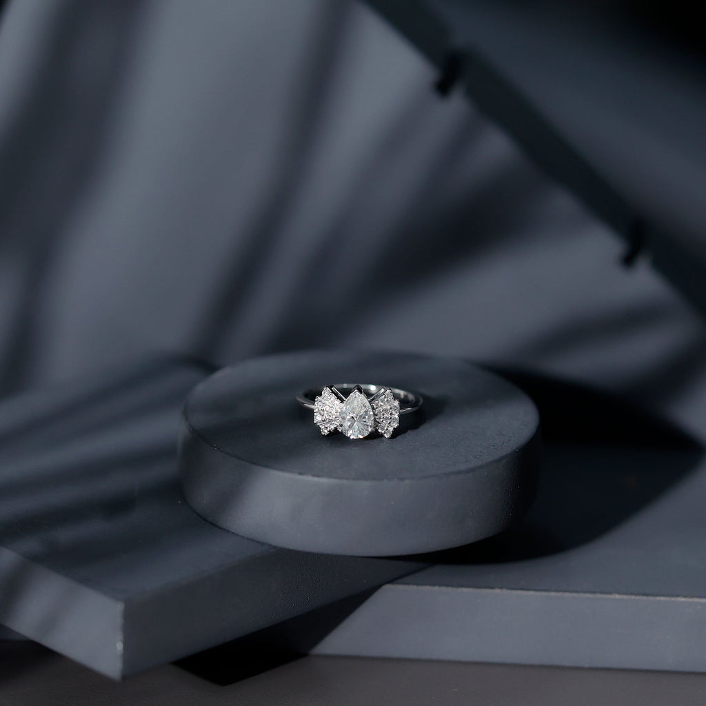 Pear Shaped Moissanite Designer Engagement Ring
