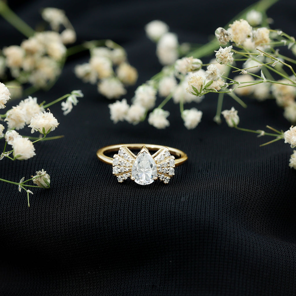 Pear Shaped Moissanite Designer Engagement Ring