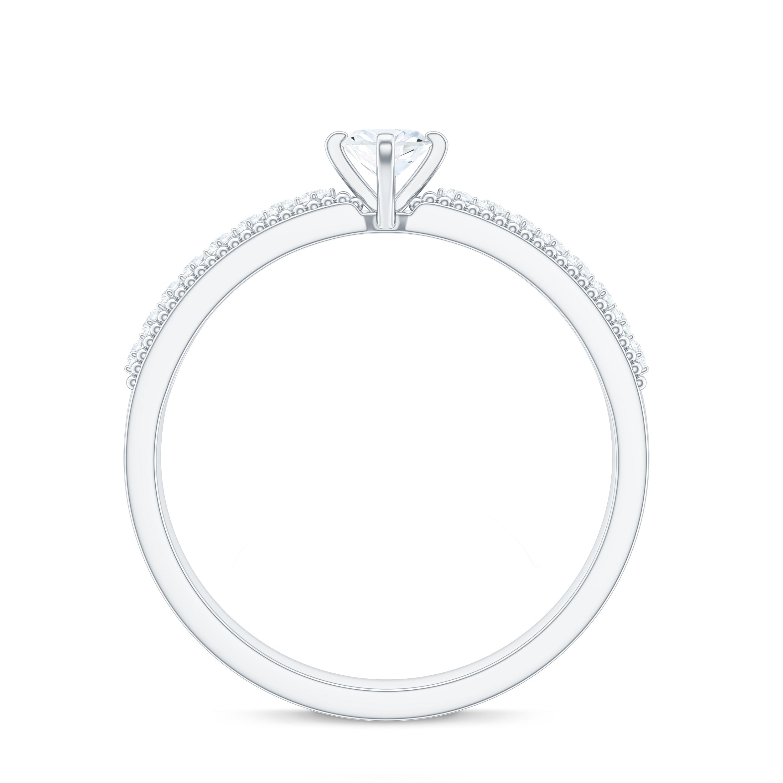 Certified Marquise Cut Moissanite Vintage Solitaire Ring with Side Stones