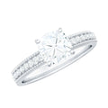1.7 Carat Cushion Cut Moissanite Solitaire Engagement Ring with Beaded Details