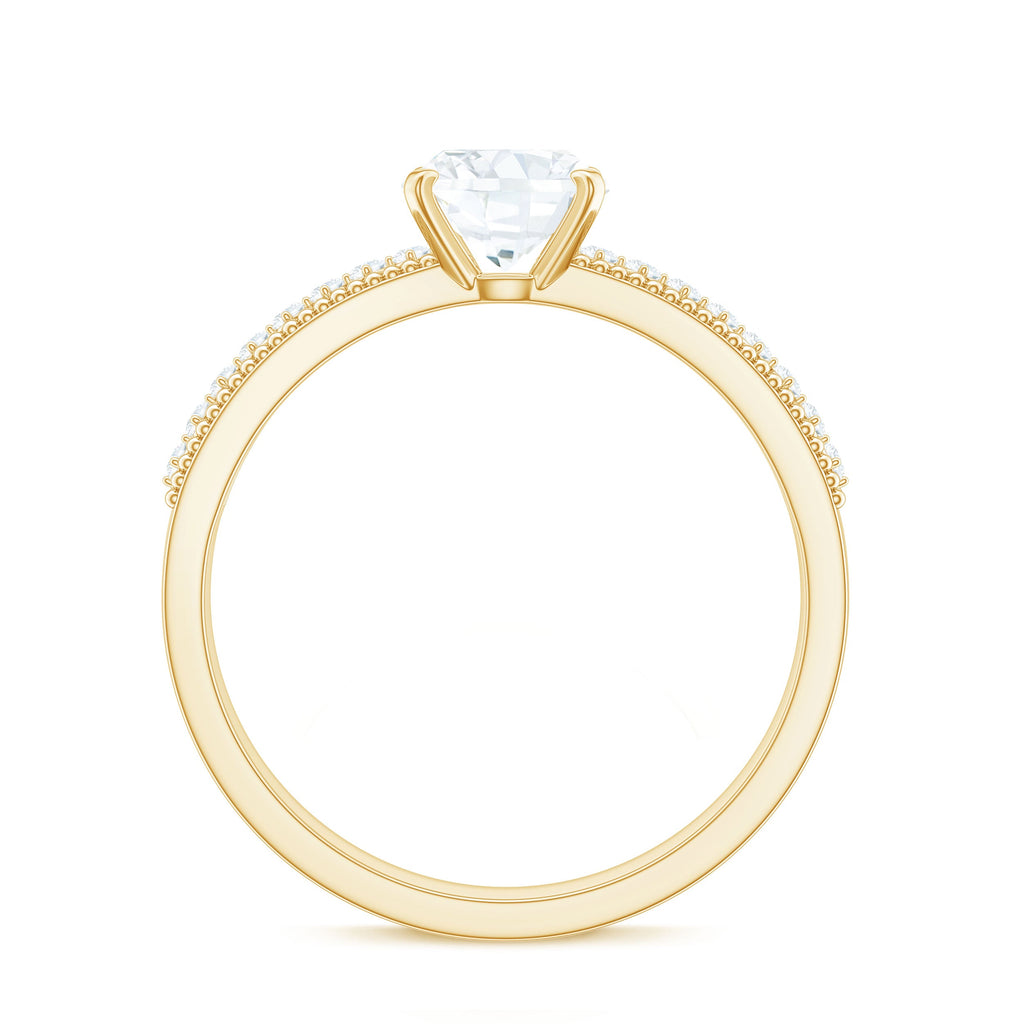 1.7 Carat Cushion Cut Moissanite Solitaire Engagement Ring with Beaded Details