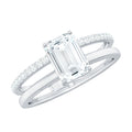 1.8 Carat Emerald Cut Moissanite Double Band Engagement Ring