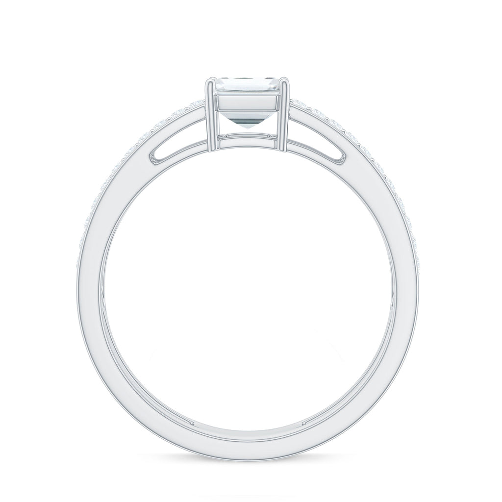 1.8 Carat Emerald Cut Moissanite Double Band Engagement Ring
