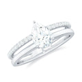 Pear Cut Solitaire Moissanite Double Band Engagement Ring