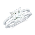 3 Carat Princess Cut Moissanite Double Band Engagement Ring