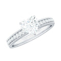 1.5 Carat Heart Shape Moissanite Engagement Ring with Side Stones and Beaded Details