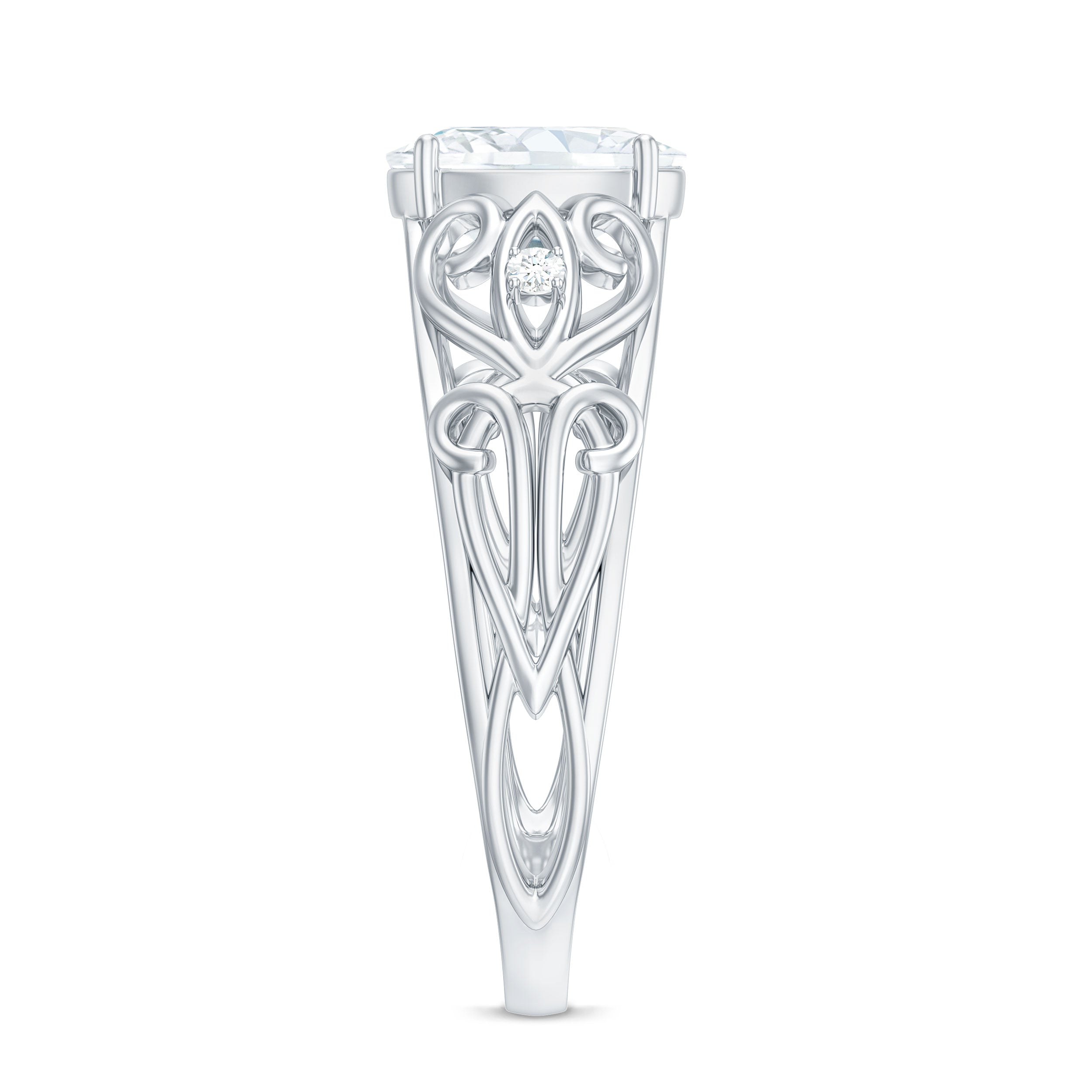 1.2 Carat Oval Cut Vintage Inspired Moissanite Filigree Engagement Ring