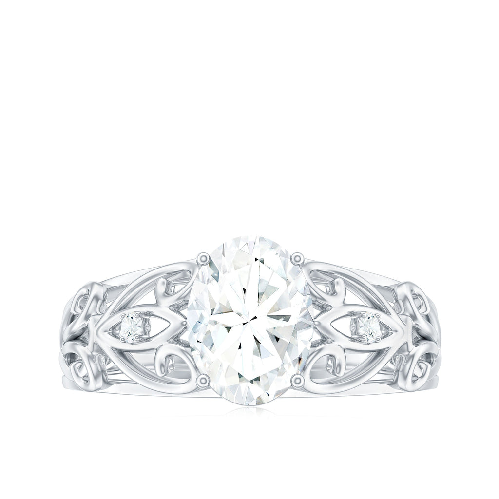 1.2 Carat Oval Cut Vintage Inspired Moissanite Filigree Engagement Ring