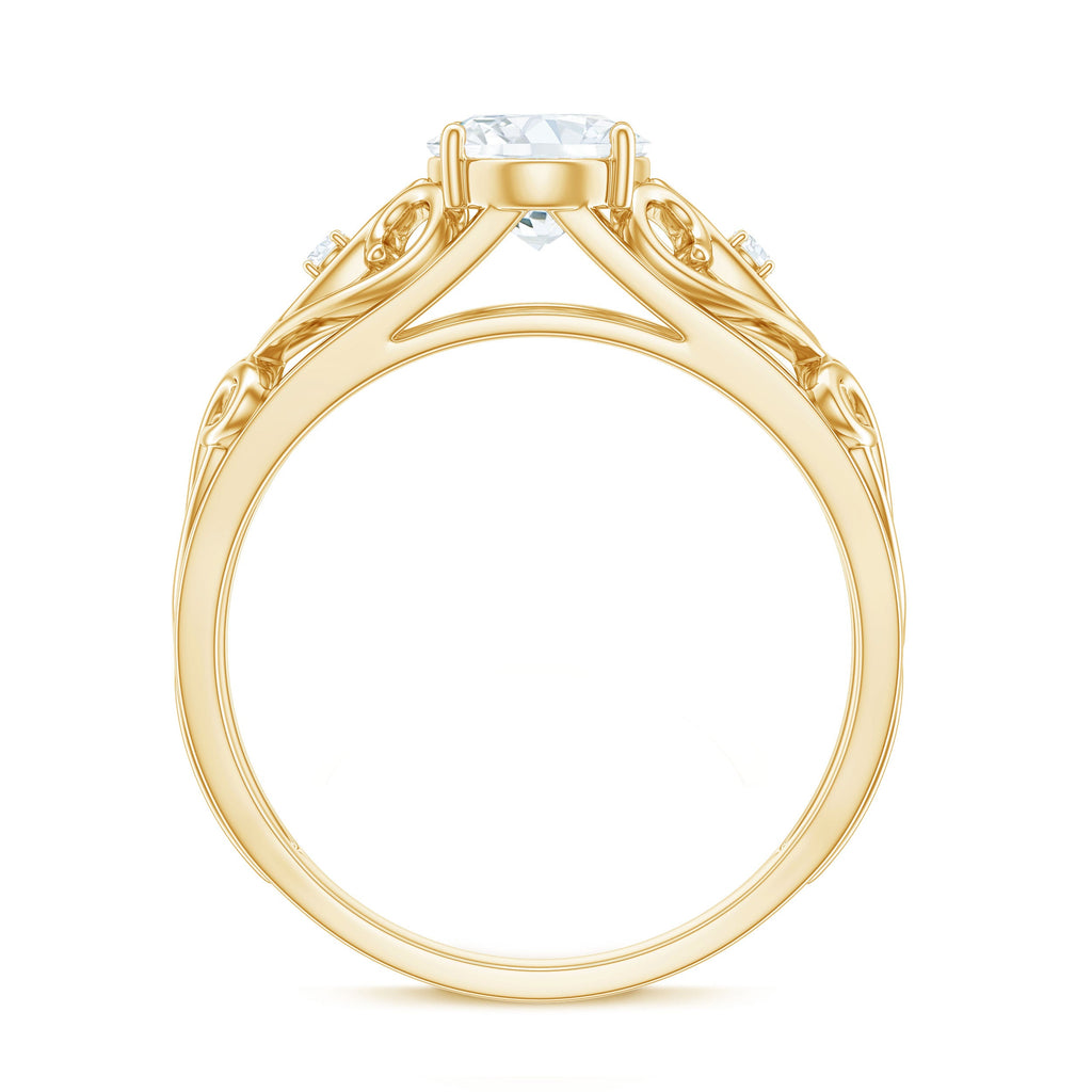 1.2 Carat Oval Cut Vintage Inspired Moissanite Filigree Engagement Ring