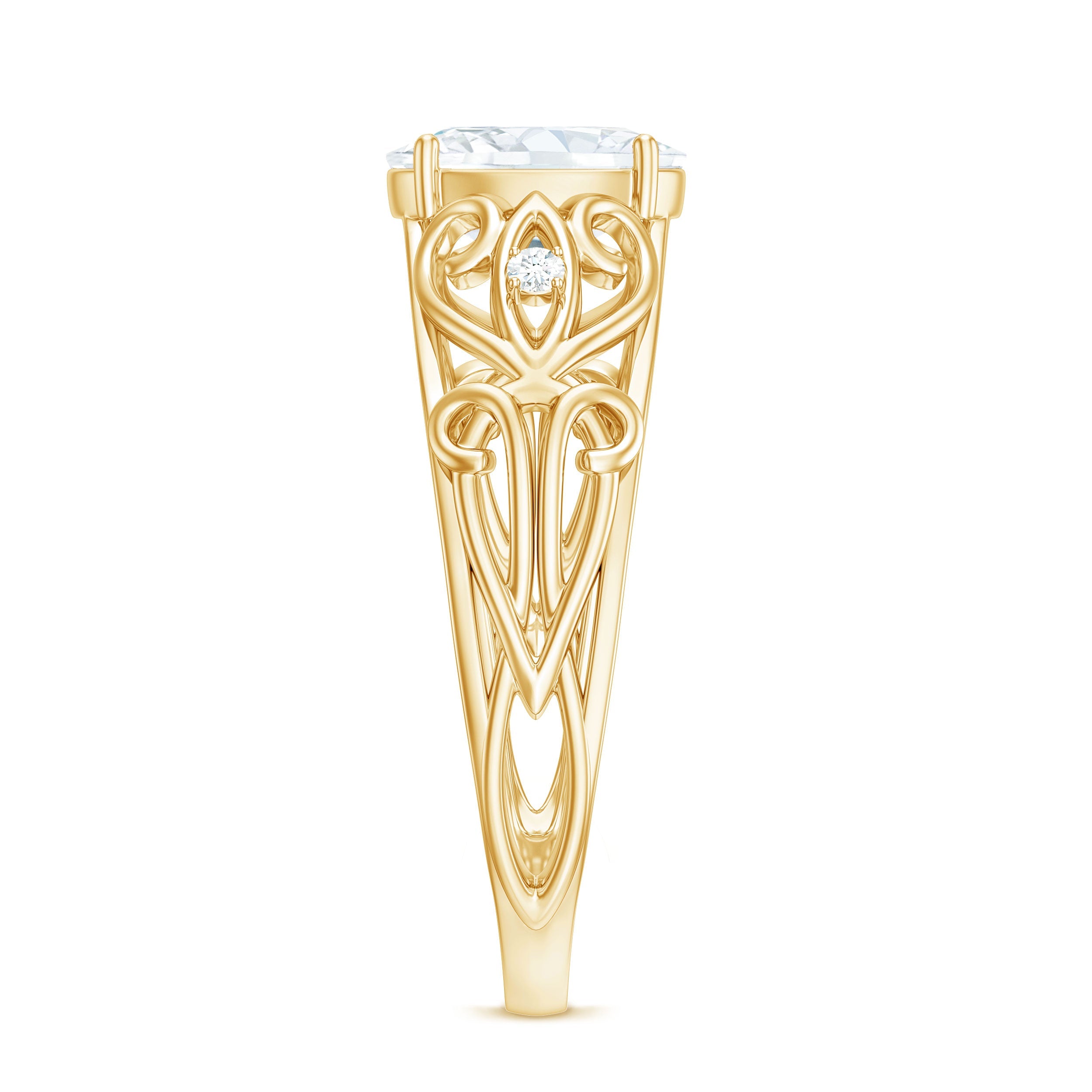 1.2 Carat Oval Cut Vintage Inspired Moissanite Filigree Engagement Ring