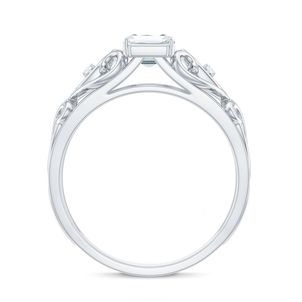 1.8 Carat Emerald Cut Moissanite Vintage Inspired Solitaire Ring