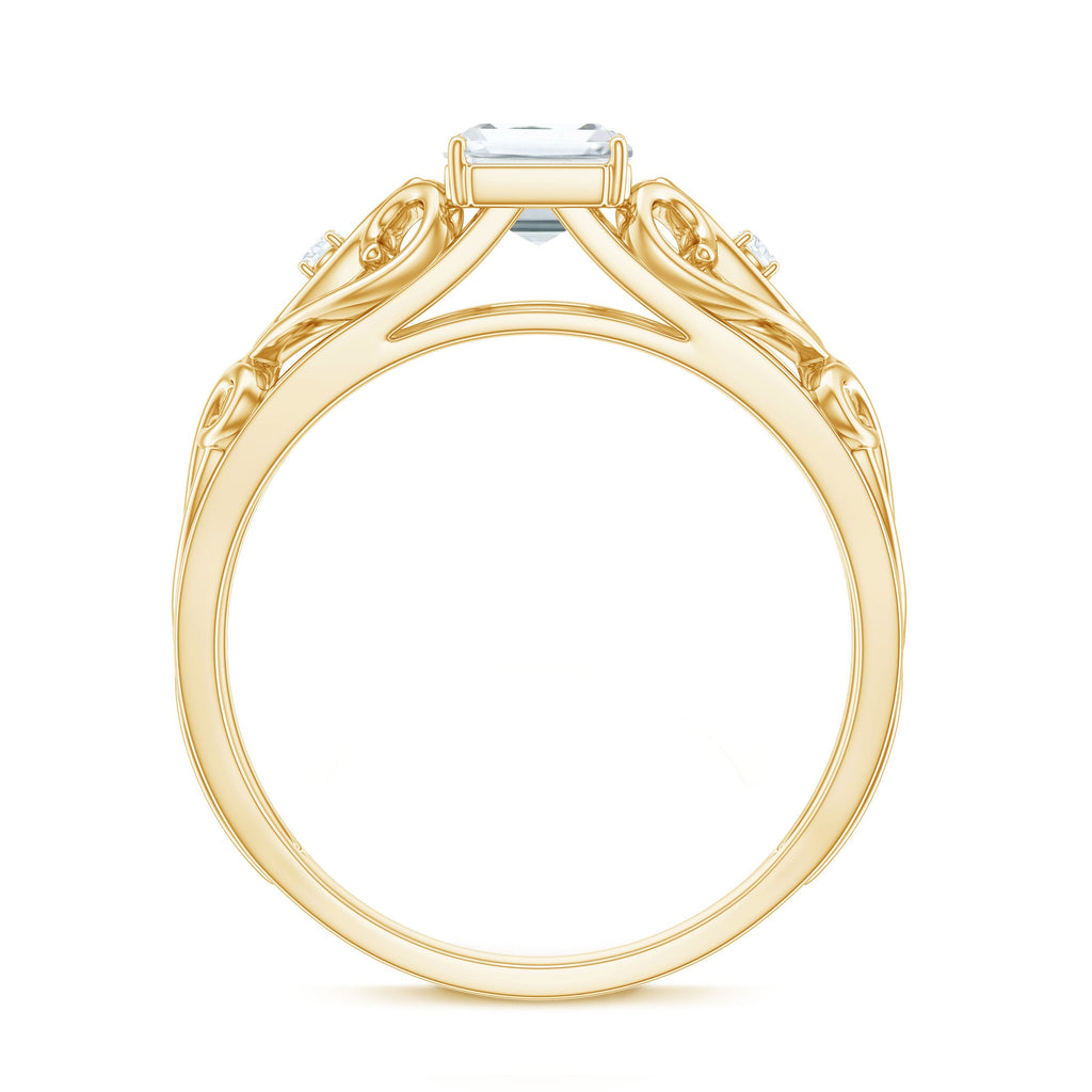 1.8 Carat Emerald Cut Moissanite Vintage Inspired Solitaire Ring