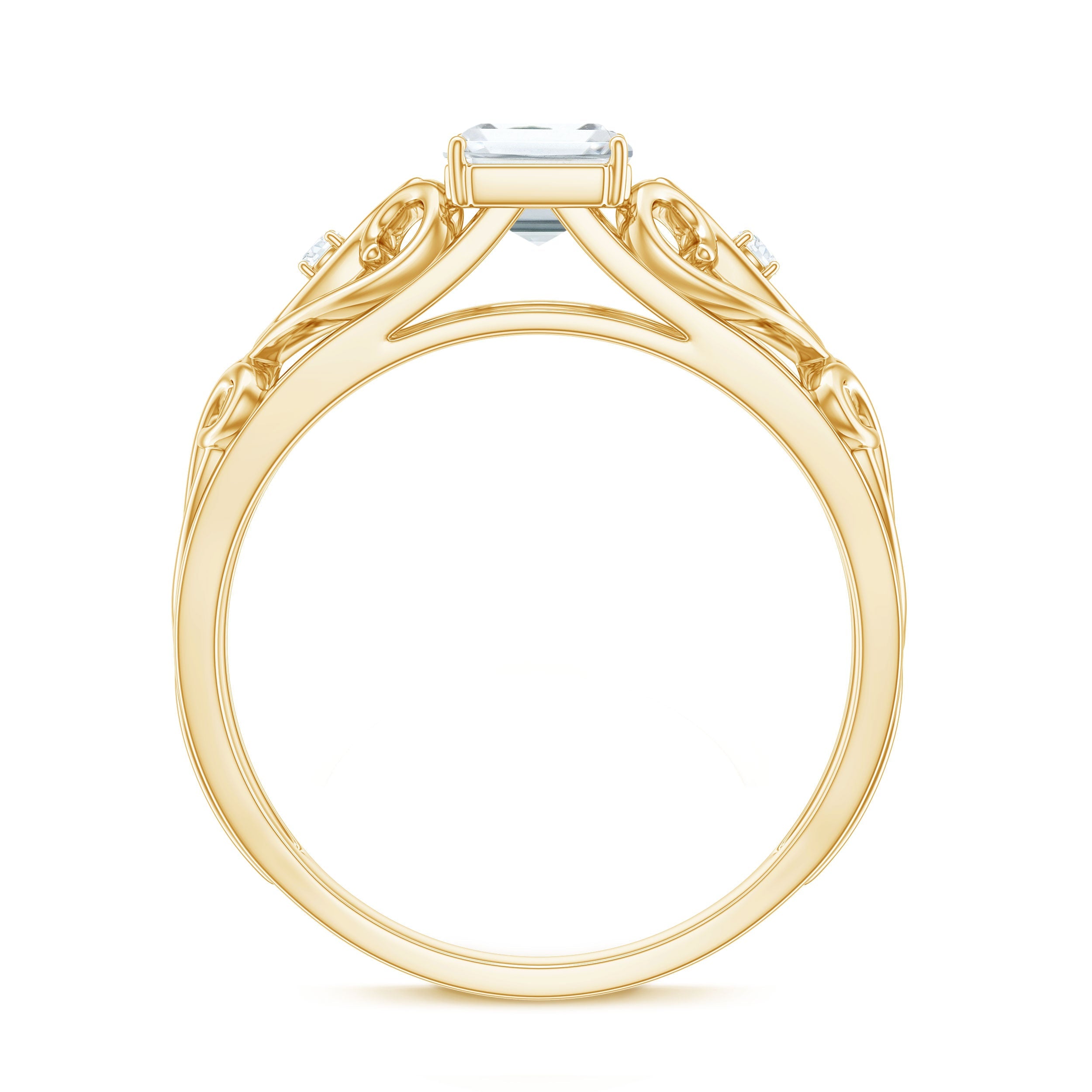 1.8 Carat Emerald Cut Moissanite Vintage Inspired Solitaire Ring