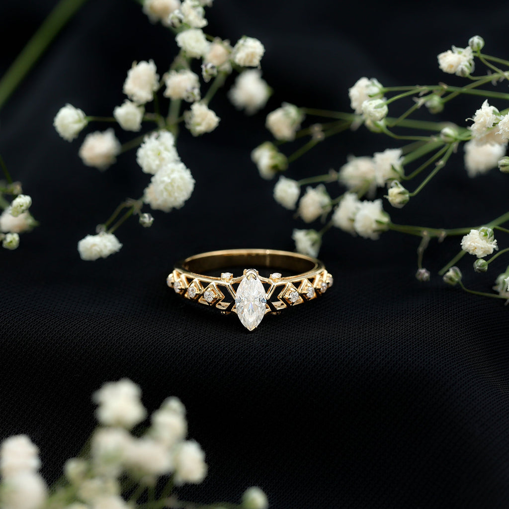 Art Deco Looking Moissanite Marquise Engagement Ring