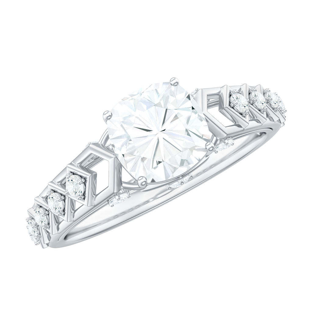 1.7 Carat Cushion Cut Certified Moissanite Solitaire Engagement Ring