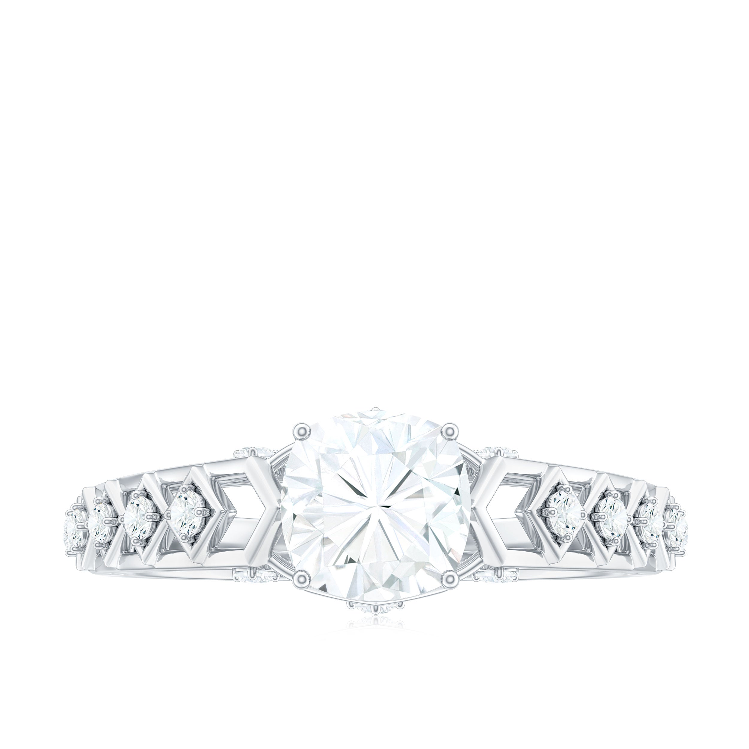 1.7 Carat Cushion Cut Certified Moissanite Solitaire Engagement Ring