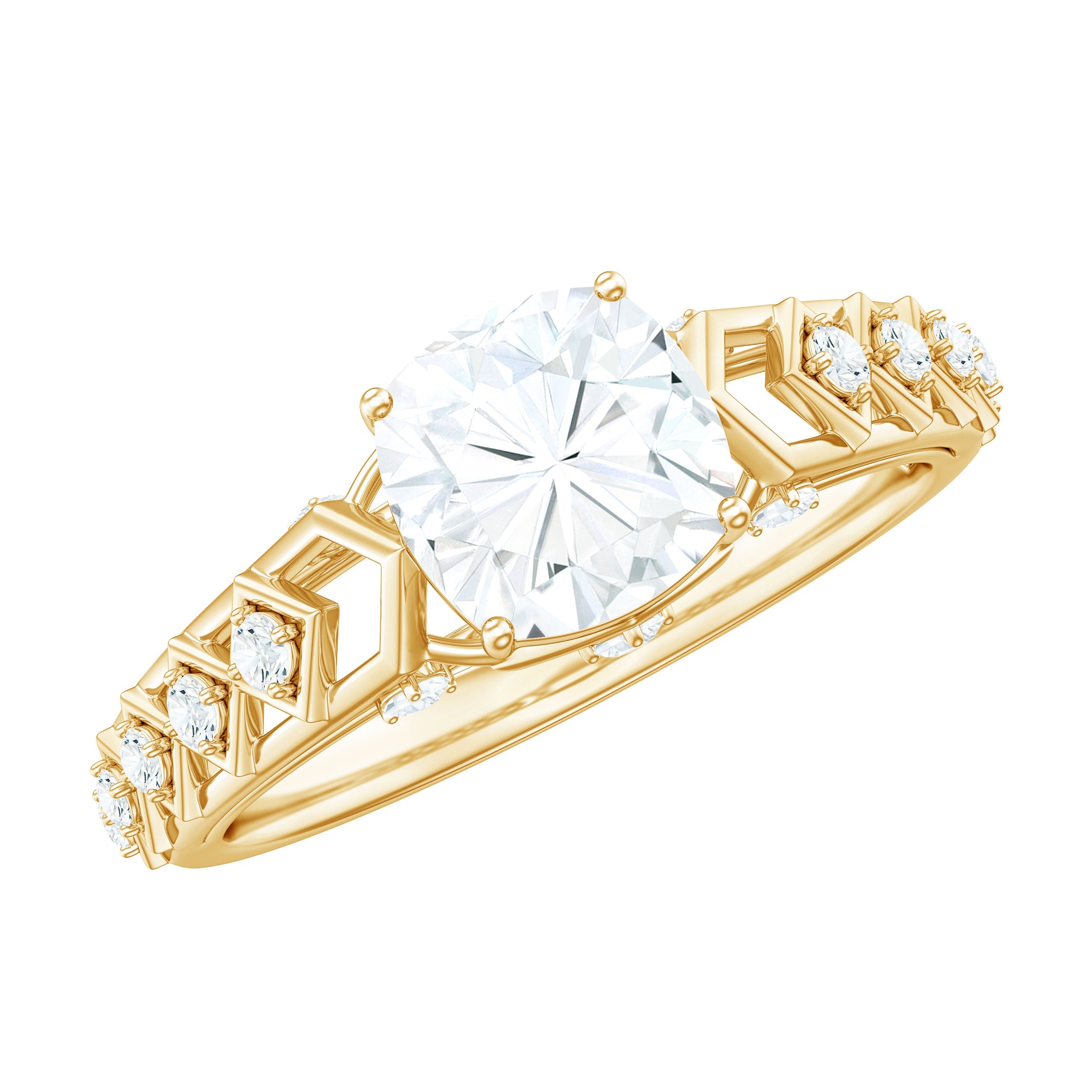 1.7 Carat Cushion Cut Certified Moissanite Solitaire Engagement Ring