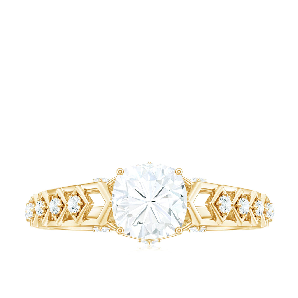 1.7 Carat Cushion Cut Certified Moissanite Solitaire Engagement Ring